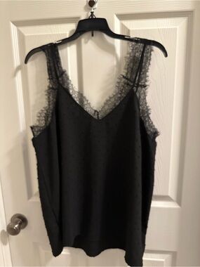 Black Lace Trim V-Neck Camisole VGC